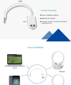 audio splitter to 2 headphone Jack ONE 3.5mm Jack TWO Audio Extension Cable - MegaEshop.PK
