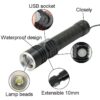 1800 Lumen Ultra Bright Zoomable Tactical Flashlight T6 LED Handheld Lantern USB Charging With 18650 Battery - MegaEshop.PK