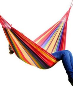 Alternative view of Portable Outdoor Hammock Hang Bed Camping Canvas Striped Design - Rainbow Color