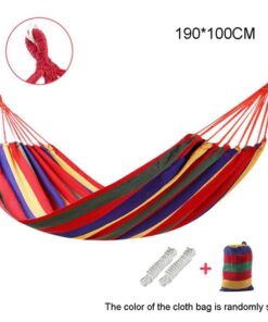 Portable Outdoor Hammock Hang Bed Camping Canvas Striped Design - Rainbow Color