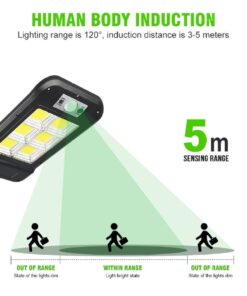 LED Solar Power PIR Motion Sensor Wall Lamp Street Light With Remote HS 8013 - MegaEshop.PK