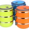 Tiffin / Lunchbox Stainless Steel Round Shape Keep Warm Three Layer Lunch Box - MegaEshop.PK