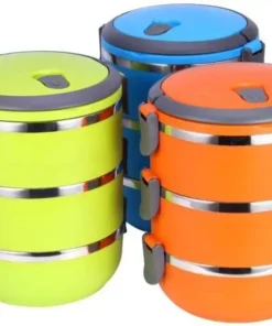 Tiffin / Lunchbox Stainless Steel Round Shape Keep Warm Three Layer Lunch Box