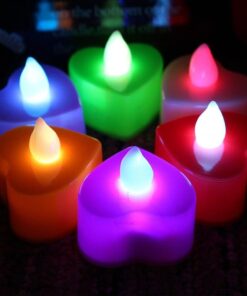 Alternative view of Mini electronic candle heart shape flashlight simulation night light Multi color