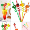 Straws with Cute Charms, Fruit Drinking Straw,Reusable straws for kids , for birthday party Pack of 4 - MegaEshop.PK