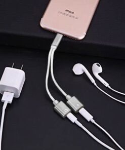 2-in-1 Lightning Splitter Adapter Dual Lightning Headphone Audio and Charge Adapter for iPhone 7 plus / 8 plus - MegaEshop.PK