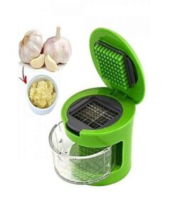 Portable 3 in 1 Multi-function Press Style Manual Garlic Chopper - Green Portable 3 in 1 Multi-function Press Style Manual Garlic Chopper - Green - MegaEshop.PK