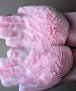 Magic Silicon Dish washing Gloves with Brush Sponge Wash Scrubber- 1 Pair - MegaEshop.PK