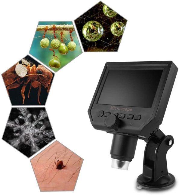 Digital Microscope 4.3in HD LED 3.6Mp 600X Continuous Magnifier