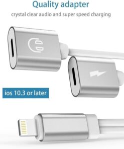 2-in-1 Lightning Splitter Adapter Dual Lightning Headphone Audio and Charge Adapter for iPhone 7 plus / 8 plus - MegaEshop.PK