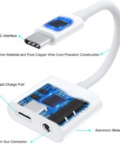 Type C to 3.5mm Earphone Audio Cable Adapter USB-C Type-C Audio Charging Cable - MegaEshop.PK