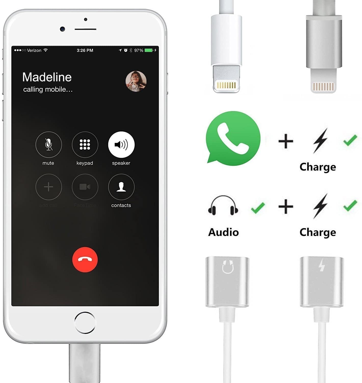 Charge & Listen Simultaneously! 8-Pin Dual Audio Charging Adapter For IPhone 13 / 13 Pro Max
