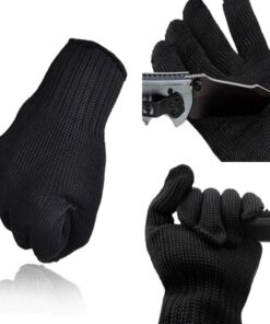 1 Pair Black Anti Cut Resistance Gloves Stainless Steel Wire Safety Abrasion Gloves Working - MegaEshop.PK