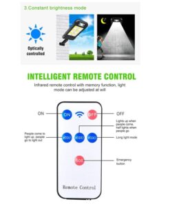 LED Solar Power PIR Motion Sensor Wall Lamp Street Light With Remote - MegaEshop.PK