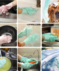 Magic Silicon Dish washing Gloves with Brush Sponge Wash Scrubber- 1 Pair - MegaEshop.PK