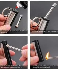 Survival Camping Emergency Fire Starter Flint Match Lighter With KeyChain
