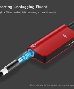 Type-C 3.5MM Jack Audio Charging Splitter Cable Adapter Converter - Red - MegaEshop.PK