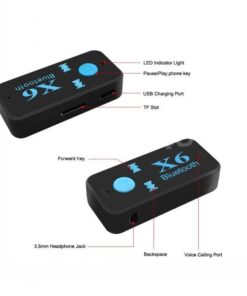Car Bluetooth X6 Music Receiver Adapter 3.5mm Jack Wireless Handsfree Kit - MegaEshop.PK