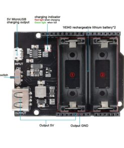 Dual 16340 Rechargeable Lithium Charge Board, 5V Micro USB Power Supply Module for Arduino UNO R3 One ESP8266 ESP32 - MegaEshop.PK