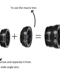 Universal 3 in 1 Cell Phone Camera Lens Kit 180 Degree Supreme Fisheye + 0.65X Wide Angle+ 10X Macro Lens - MegaEshop.PK