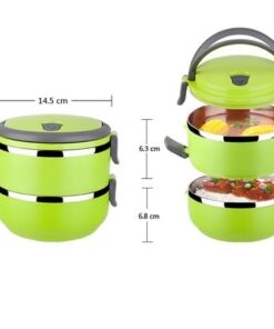 Alternative view of Tiffin / Lunchbox Stainless Steel Round Shape Keep Warm Three Layer Lunch Box