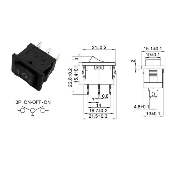 3 Positions On Off On Rocker Switch