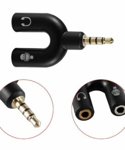Alternative view of U Type 2 in 1 Portable Adapter Dual 3.5MM Headphone Plug Audio Cable Microphone