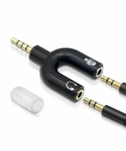 U Type 2 in 1 Portable Adapter Dual 3.5MM Headphone Plug Audio Cable Microphone