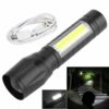 Torch USB Rechargeable Flashlight CREE LED Zoom + COB light - MegaEshop.PK