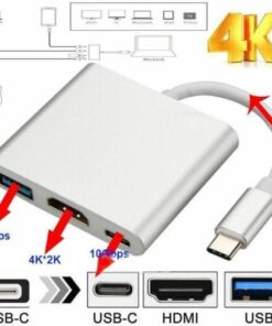 Type C USB 3.1 to USB-C 4K HDMI USB 3.0 Adapter Cable 3 in 1 Hub
