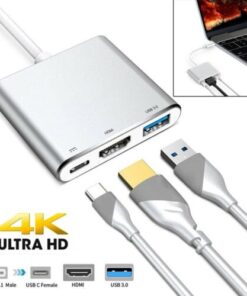 Type C USB 3.1 to USB-C 4K HDMI USB 3.0 Adapter Cable 3 in 1 Hub - MegaEshop.PK