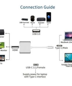 Alternative view of Type C USB 3.1 to USB-C 4K HDMI USB 3.0 Adapter Cable 3 in 1 Hub