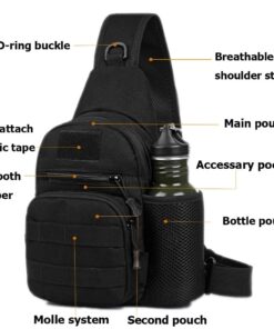 Tactical Shoulder Backpack Military Men Chest Bag Hiking Camp Bag Bottle Holder - MegaEshop.PK