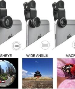 Universal 3 in 1 Cell Phone Camera Lens Kit 180 Degree Supreme Fisheye + 0.65X Wide Angle+ 10X Macro Lens - MegaEshop.PK