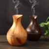 USB 7 LED Wood Grain Aromatherapy Quiet Air Humidifier Essential Oil Diffuser Aroma Moistener - MegaEshop.PK