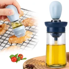 Oil Dispenser With Brush For Cooking, Kitchen Olive Oil Glass Bottle With Silicone Brush Squeeze Dropper