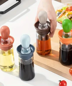 Oil Dispenser With Brush For Cooking, Kitchen Olive Oil Glass Bottle With Silicone Brush Squeeze Dropper - MegaEshop.PK