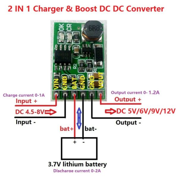 3.7V 4.2V Charger 12V Discharger Boost for diy UPS Module