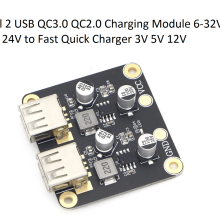 Dual 2 USB QC3.0 QC2.0 DC-DC Buck Converter Charging Step Down Module 6-32V 9V 12V 24V to Fast Quick Charger Circuit Board 3V 5V 12V-min